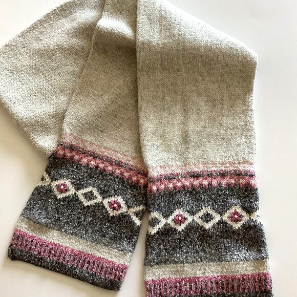 Women's Long Warm Knit Neck Scarf Gray Pink Thick Winter Accessories - Picture 3 of 4